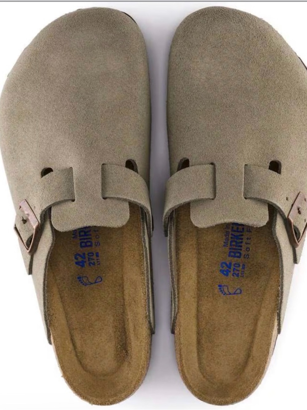 Birkenstock Suede Clogs in Taupe Brown